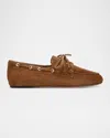 Vince Marin Suede Boat Loafers In Elmwood