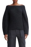 Vince Marled Wool Off-shoulder Sweater In Heather Charcoal
