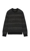 Vince Marled Stripe Crewneck Merino Wool Blend Sweater In Black