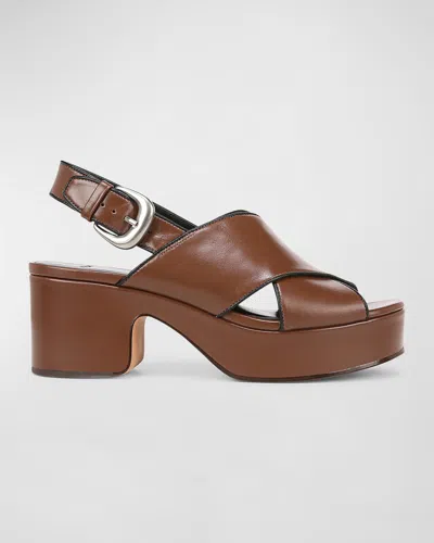 Vince Marlene Calfskin Crisscross Slingback Sandals In Elmwood