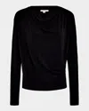 Vince Matte Jersey Cowl-neck Blouse In Black