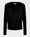 Vince Matte Jersey Cowl-neck Blouse In Black