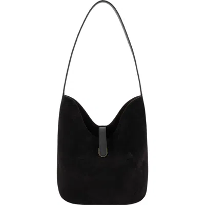 Vince Medium Eris Suede Bucket Bag In Black