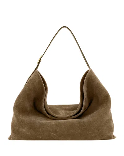 Vince Medium Suede Hobo Bag In Brown