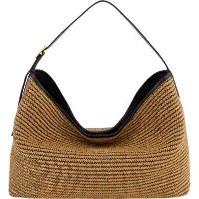 Vince Medium Vivian Raffia Hobo Bag In Latte