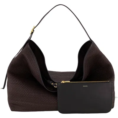 Vince Medium Vivian Woven Leather Hobo Bag In Cacao