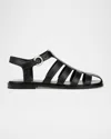 Vince Melina Ankle Strap Fisherman Sandal In Black Leather