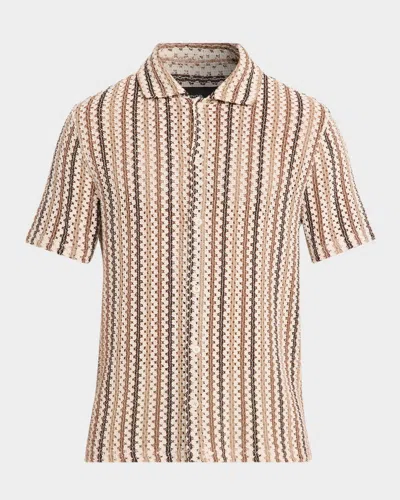 Vince Beach Stripe Short Sleeve Shirt In Multi