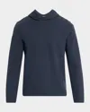 Vince Double Face Pullover Hoodie In Blue