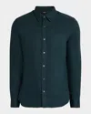 Vince Solid Linen Button Down Shirt In Green