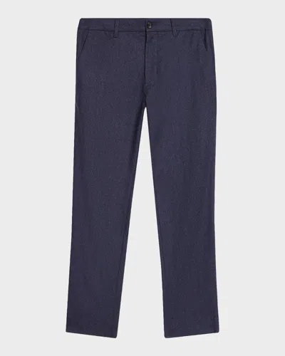 Vince Men & Apos;s Owen Twill Flat-front Trousers In Blue