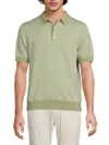 Vince Birdseye Wool Polo Sweater In Dried Cactus