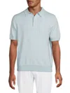 Vince Men's Birdseye Merino Wool Blend Polo In Pale Blue