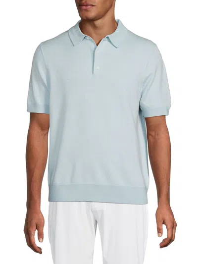 Vince Men's Birdseye Merino Wool Blend Polo In Pale Blue