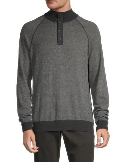 Vince Men's Birdseye Wool Blend Sweater In Black Grey