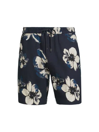 Vince Men's Blossoms Floral Linen-blend Shorts In Coastal Morning Haze