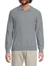 Vince Men's Boiled Cashmere Johnny Collar Sweater In Gray