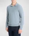 Vince Boiled Cashmere Johnny Collar Sweater In Lt Blue Spruce