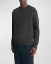 Vince Men's Boiled Cashmere Thermal Sweater In Med Heather Grey/black