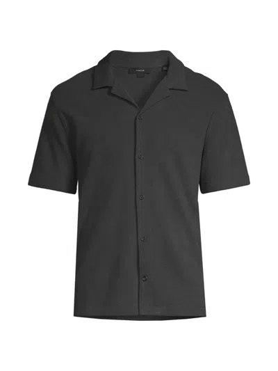 Vince Men's Bouclé Button-front Camp Shirt In Soft Black