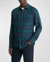 Vince Castaic Plaid Button-up Shirt In Coastal/dk Emerald B