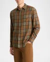 Vince Castaic Cotton Blend Plaid Button Down Shirt In Surplus Olive/vicuna