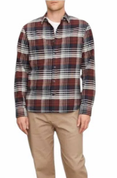 Vince Men's Cedarwood Plaid Shirt In Coastal And Acorn In Blue