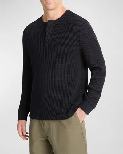 Vince Men's Chunky Waffle Henley Shirt In Coastal