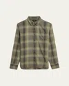 Vince Classic Fit Plaid Cotton Button-up Shirt In Green