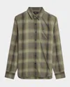 Vince Classic Fit Plaid Cotton Button-up Shirt In Green