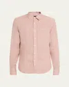 Vince Houndstooth Classic Fit Linen Button-up Shirt In Pink