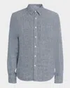 Vince Houndstooth Classic Fit Linen Button-up Shirt