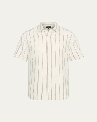 Vince Men's Classic Striped Sport Shirt In White
