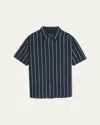 Vince Stripe Classic Fit Short Sleeve Button-up Shirt In Blue