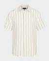 Vince Stripe Classic Fit Short Sleeve Button-up Shirt In Blanco