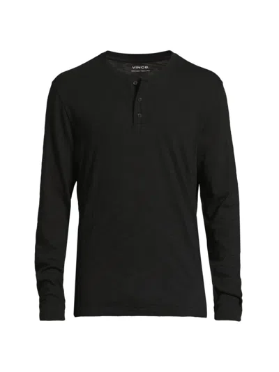 Vince Slim Fit Waffle Knit Long Sleeve T-shirt In Black