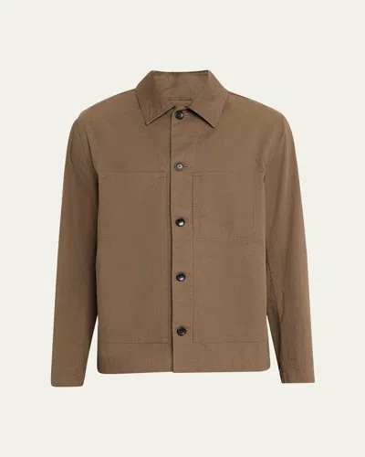 Vince Men's Cotton-linen Utility Chore Jacket In Brown