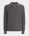 Vince Men's Craftsman Rib Sweater With Johnny Collar In Rain Cloud