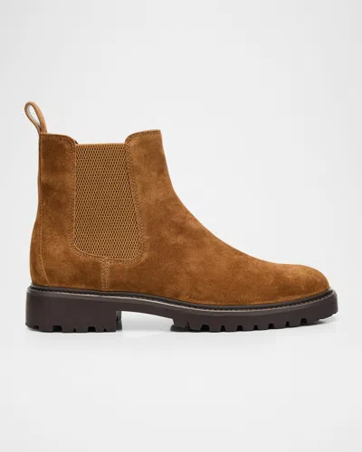 Vince Men's Dave Suede Lug-sole Chelsea Boots In Brown