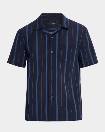 VINCE MEN'S DECK STRIPE CAMP SHIRT