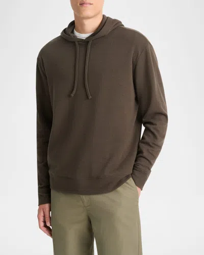 Vince Double Face Pullover Hoodie In Night Moss/emerald