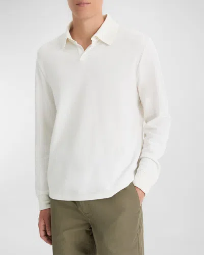 Vince Men's Double-face Polo Shirt In Classic Cream/optic