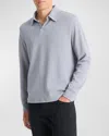 Vince Men's Double-face Polo Shirt In Blue Spruce/light Grey