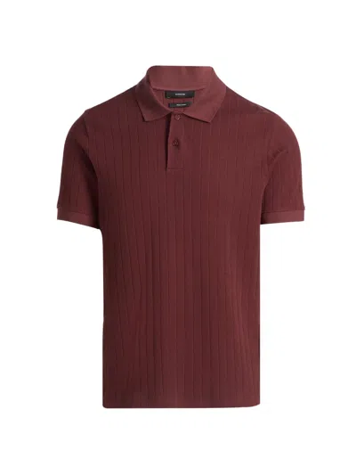 Vince Drop Needle Stripe Polo Deep Satin In Burgundy