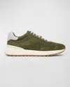 Vince Edric Corduroy Textured Suede Sneaker In Olive Smoke Green