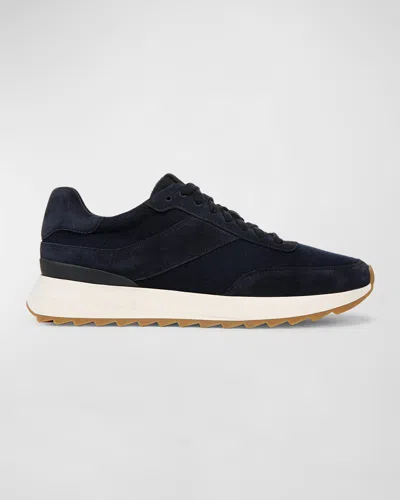 Vince Men's Edric Corduroy Suede Oxford Sneakers In Night Blue