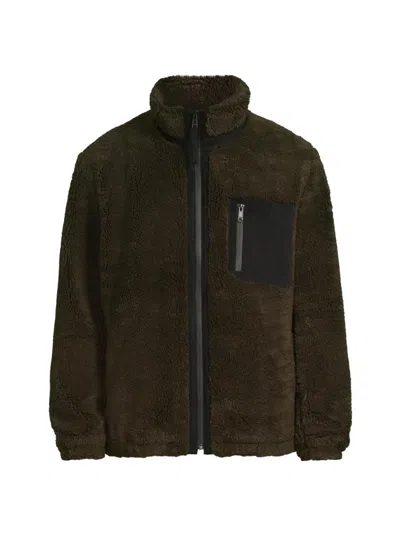 Vince Men's Faux-sherpa Zip-up Jacket In Brown