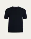 Vince Men's Featherweight Wool-cashmere Short-sleeve Crewneck Sweater In Blue