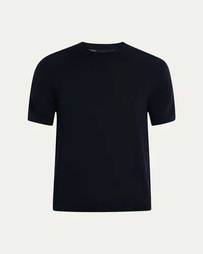 VINCE MEN'S FEATHERWEIGHT WOOL-CASHMERE SHORT-SLEEVE CREWNECK SWEATER