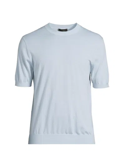 Vince Men's Featherweight Wool-cashmere Short-sleeve Crewneck Sweater In White